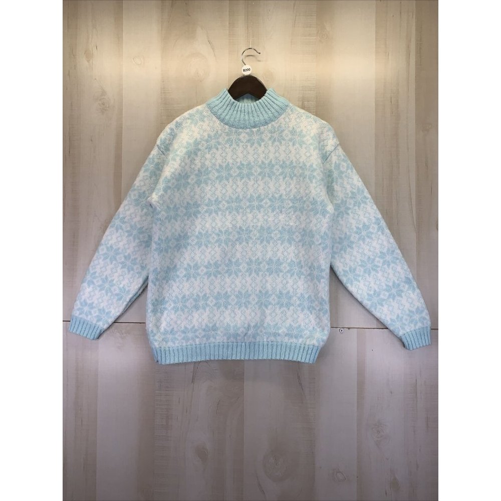 Vintage 1980-90s Blue Snowflake Knit Womens Sweater-USA MADE by Spunky-8200